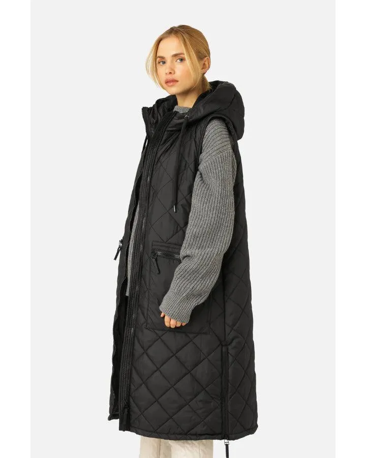 Aerial02 Quilted Hooded Long Vest