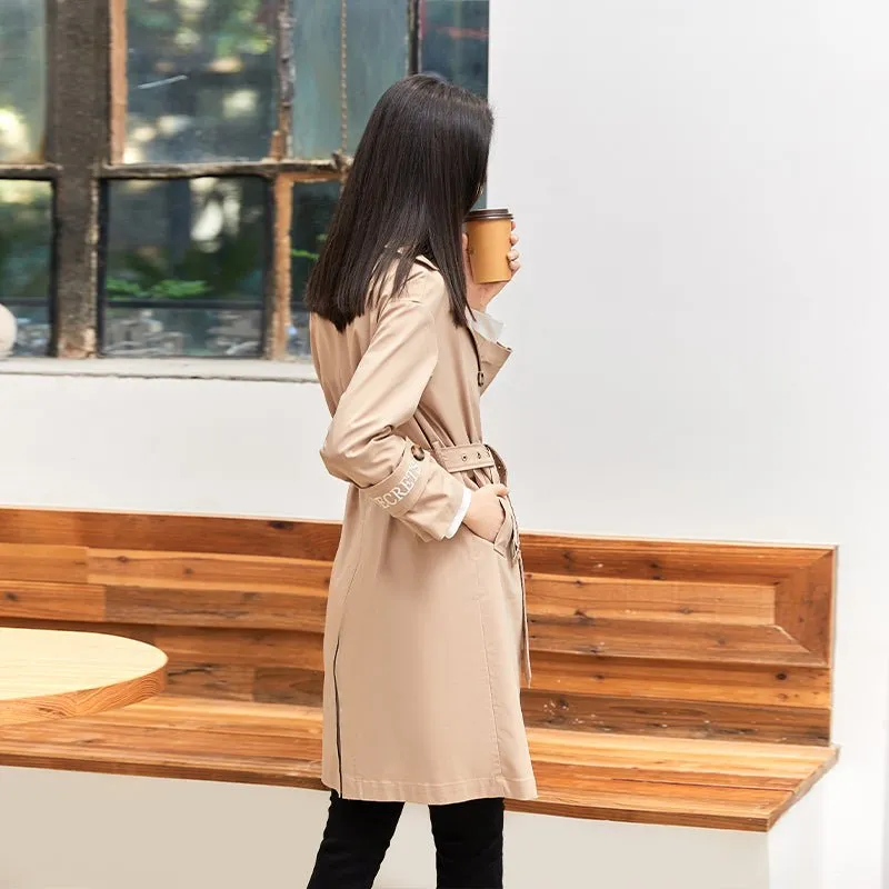 Beige Classic Belted Women's Trench Coats