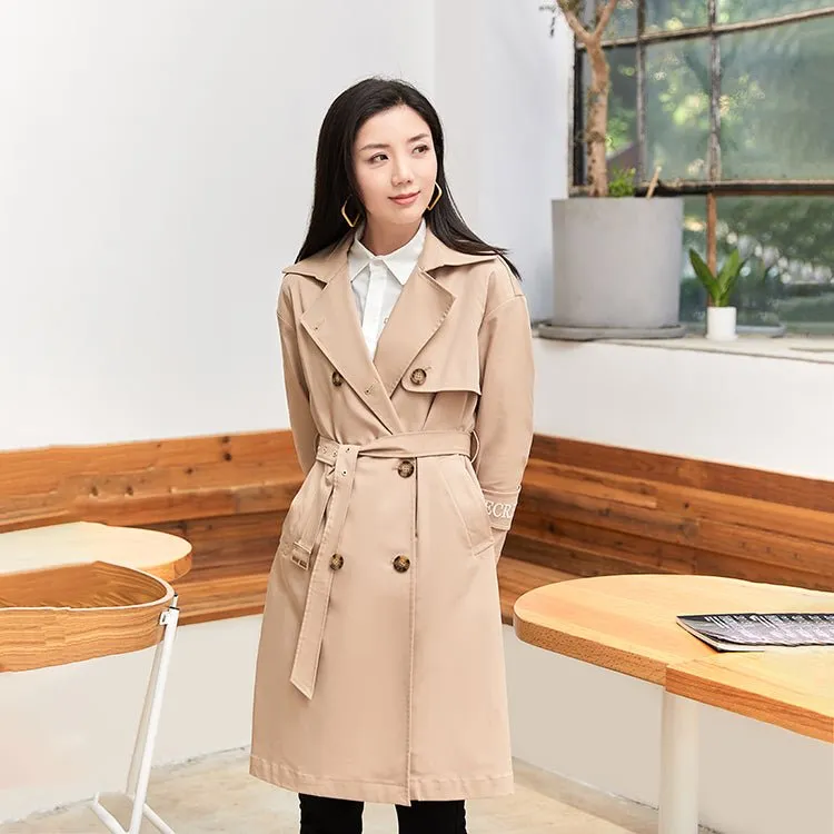 Beige Classic Belted Women's Trench Coats