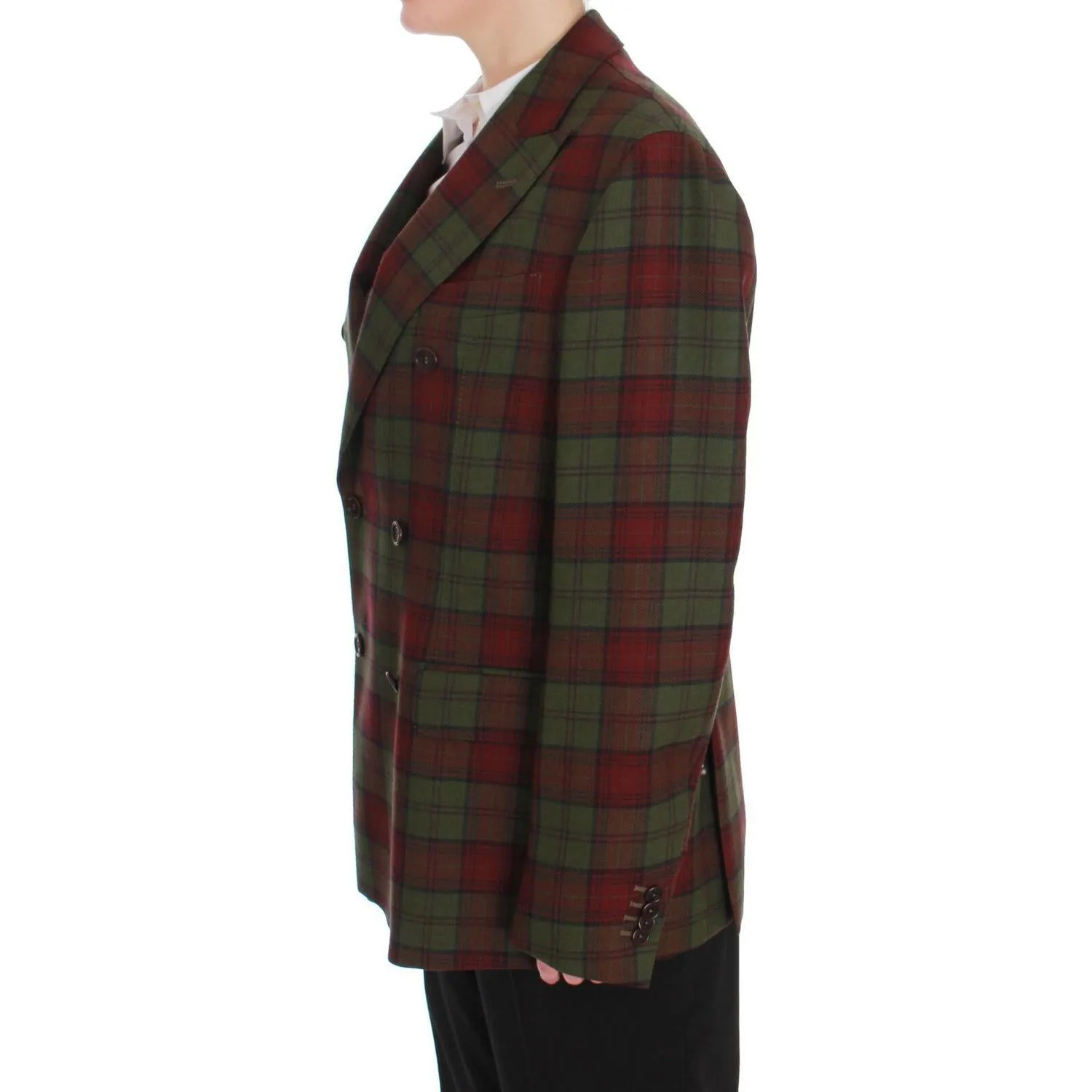 BENCIVENGA Elegant Checkered Double-Breasted Wool Blazer