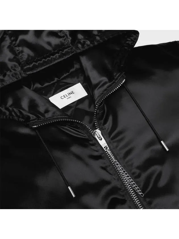 Bomber Jacket in Satin Finish Nylon Black