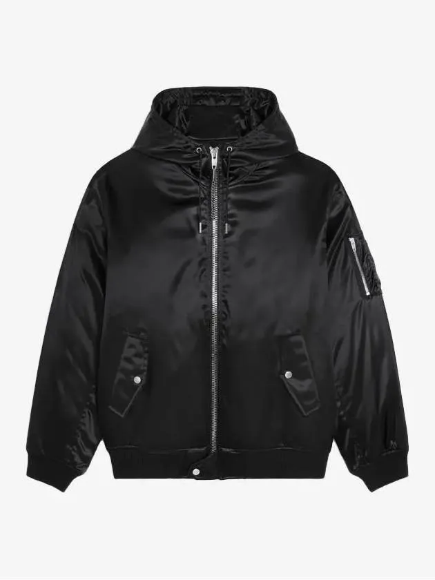 Bomber Jacket in Satin Finish Nylon Black