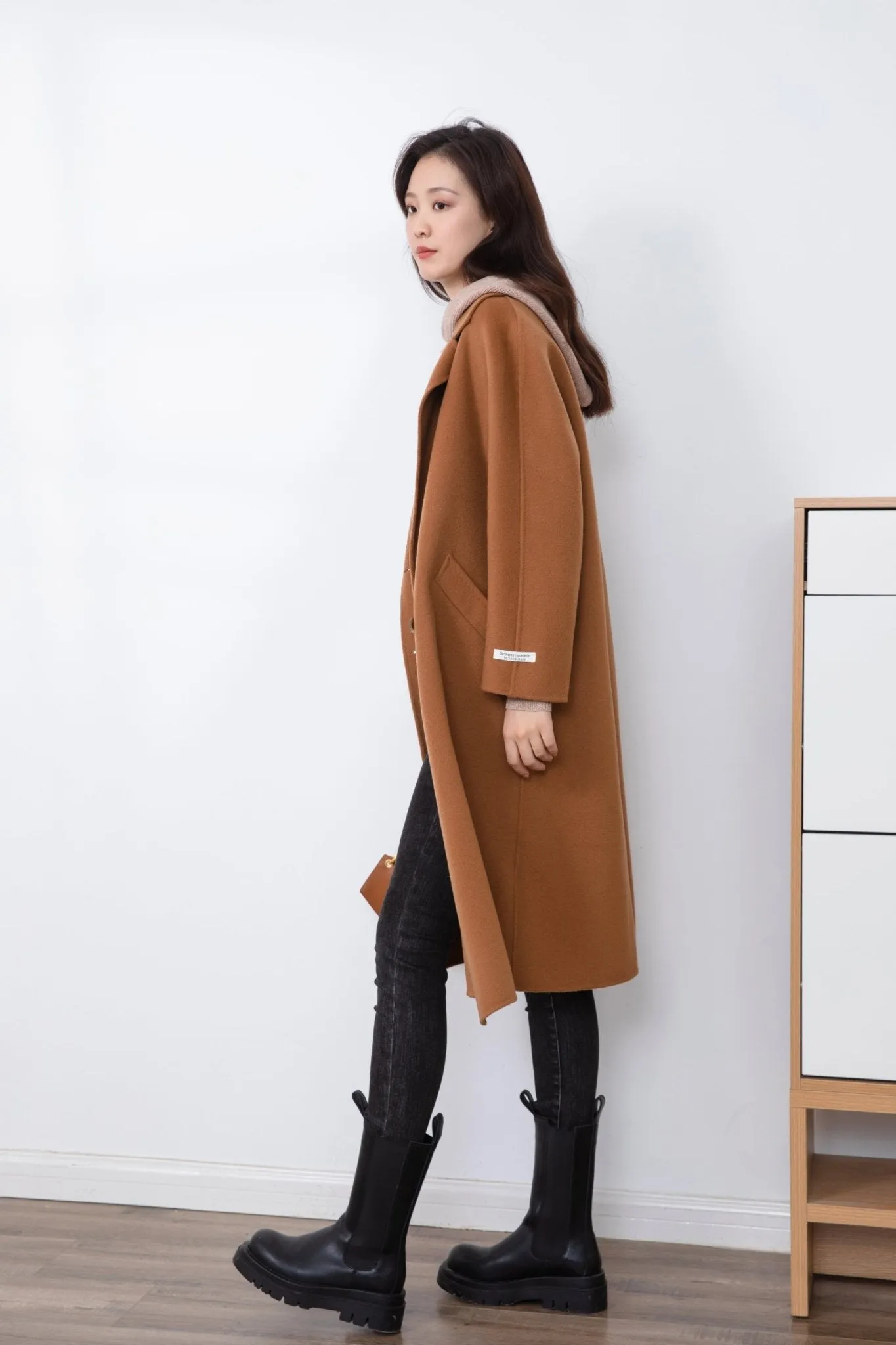 Camel-Colored Wool Overcoats with Relaxed Fit