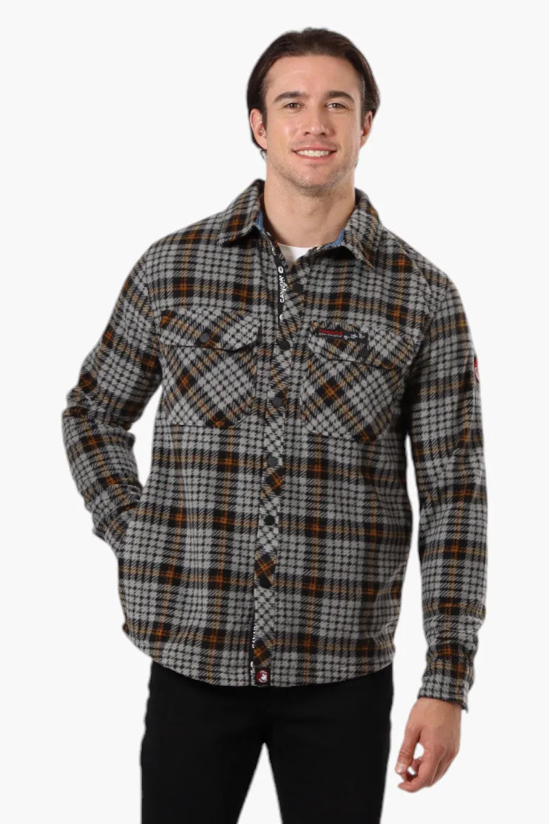 Canada Weather Gear Plaid Fleece Button Up Shacket - Grey