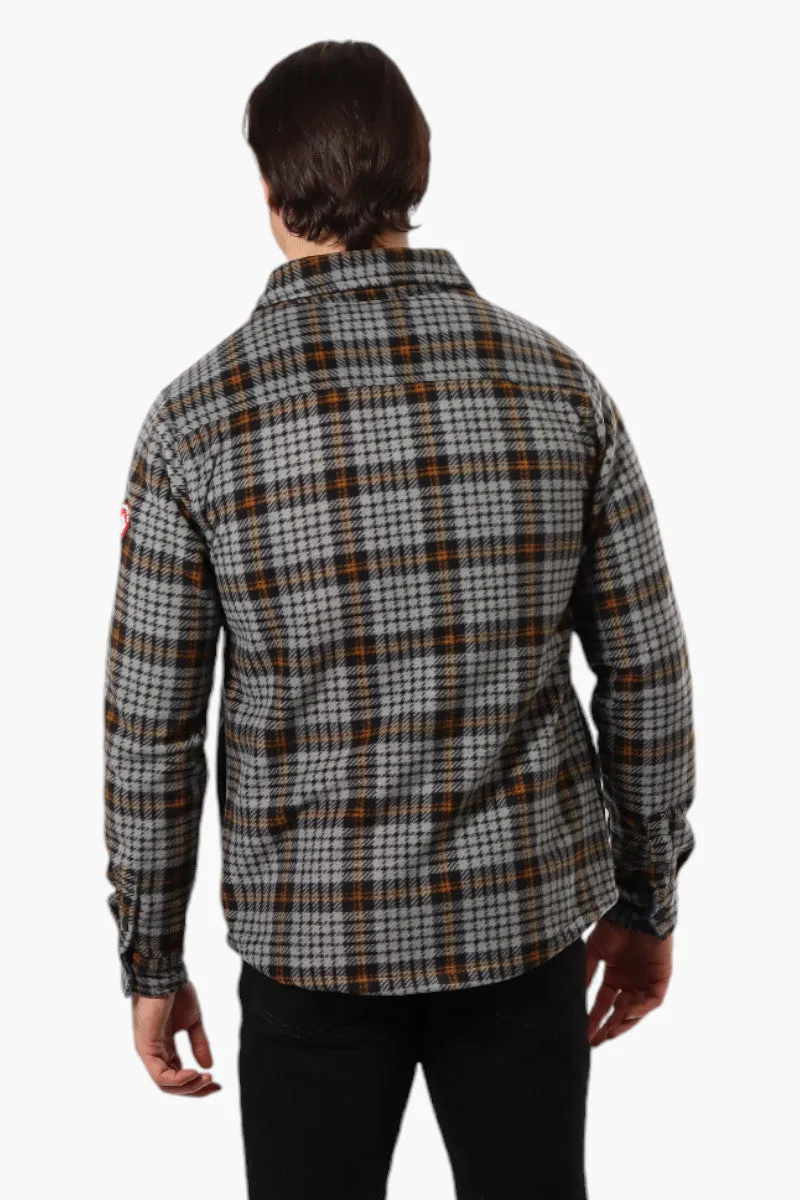 Canada Weather Gear Plaid Fleece Button Up Shacket - Grey