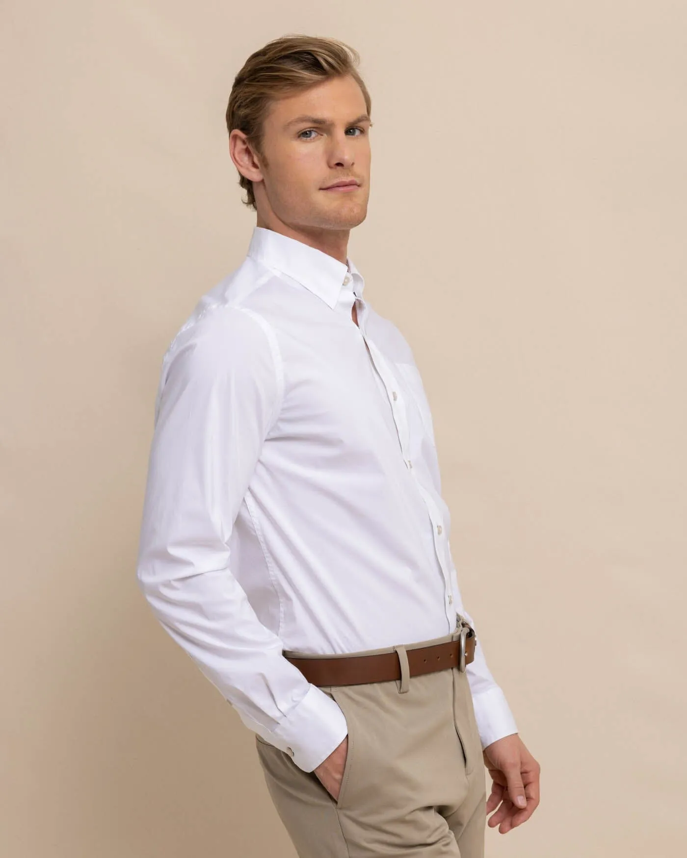 Charleston Overbrook Solid Long Sleeve Sport Shirt