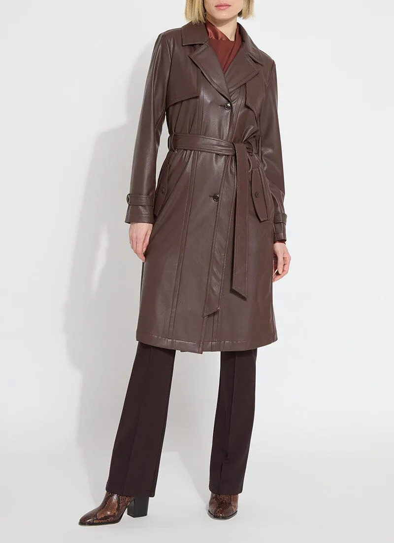 Cielo Vegan Leather Trench Coat | Dark Mocha