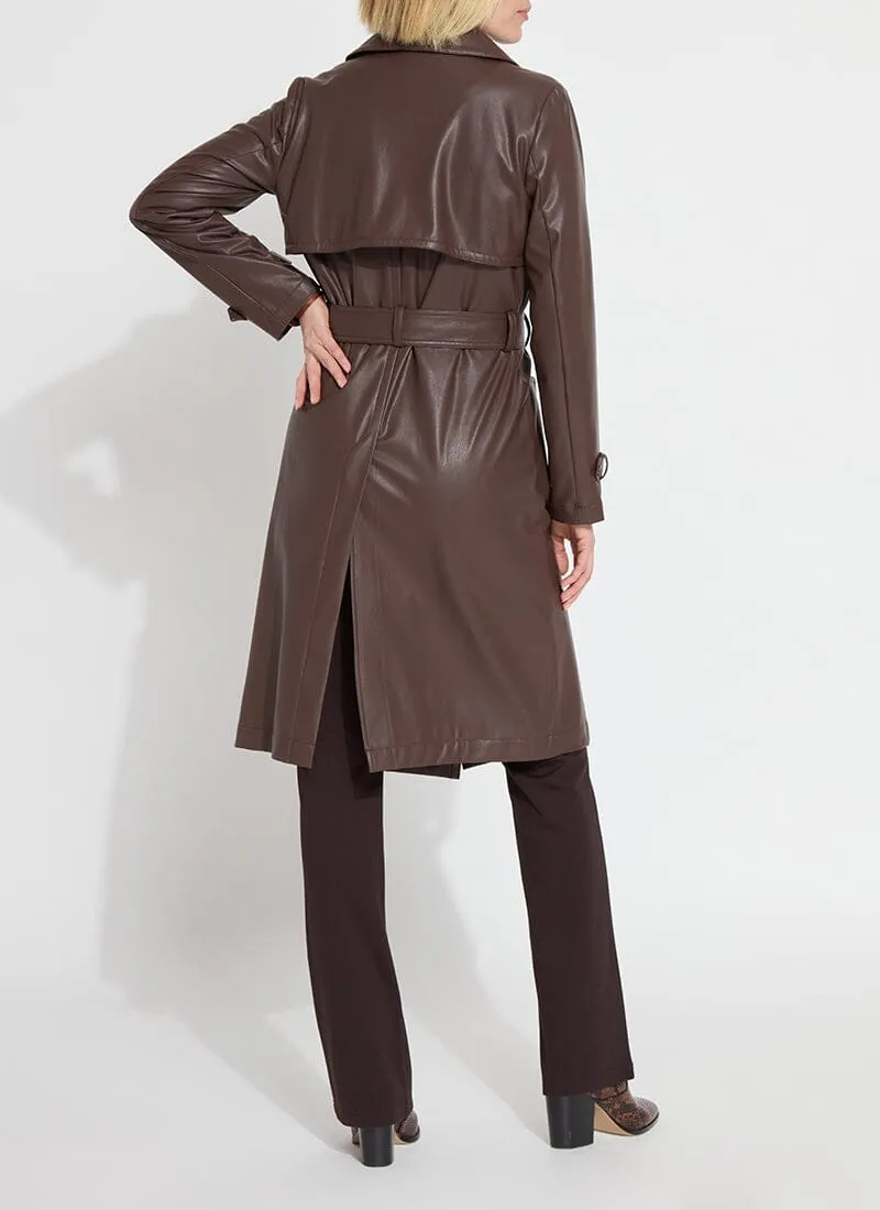 Cielo Vegan Leather Trench Coat | Dark Mocha