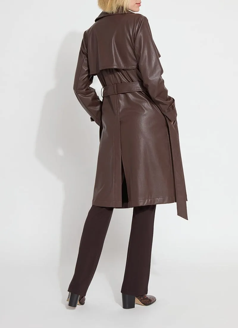 Cielo Vegan Leather Trench Coat | Dark Mocha