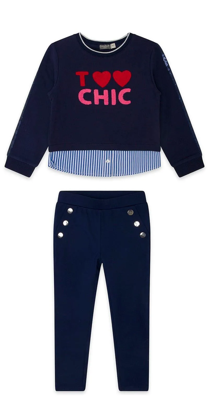 CLEARANCE SALE - Canada House - Girls Navy Sweater with Matching Navy Pants