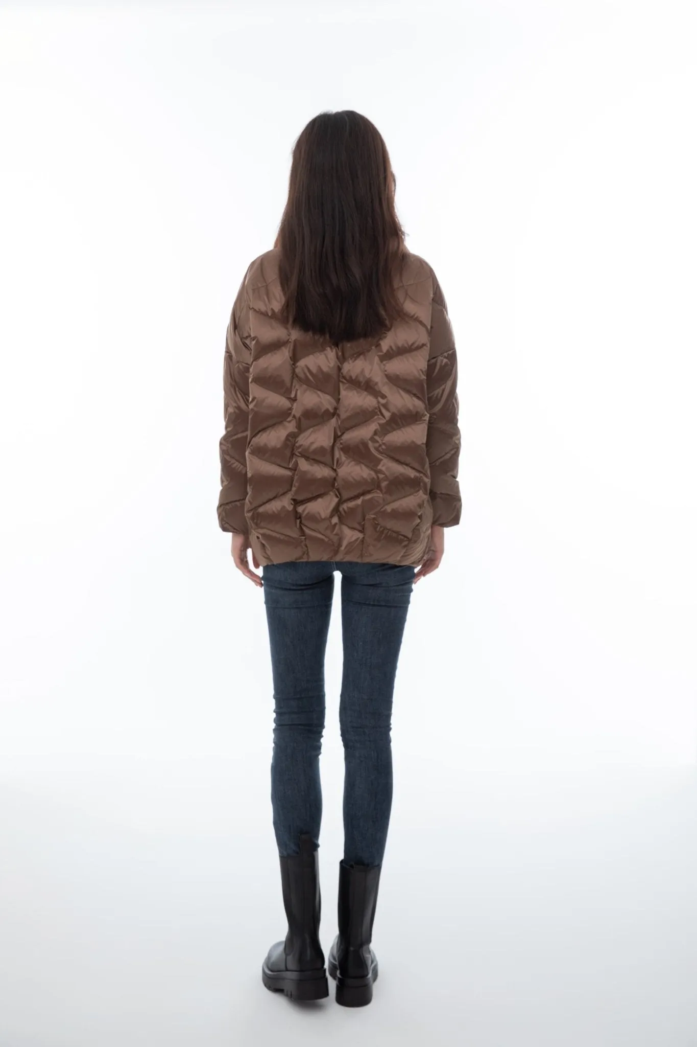 Contrasting Dark Brown Down Jacket