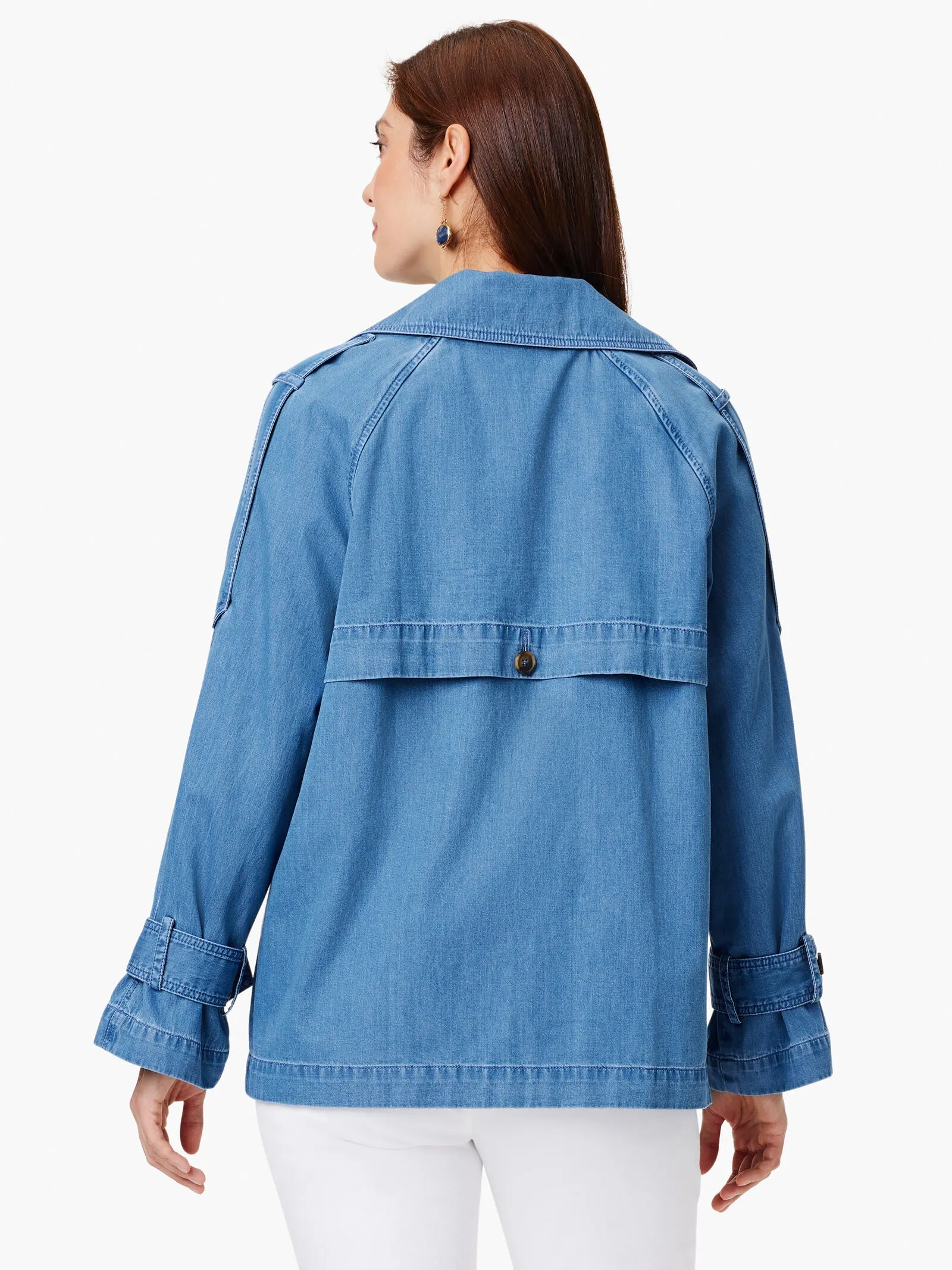 Denim Femme Trench Coat in Mid Wash