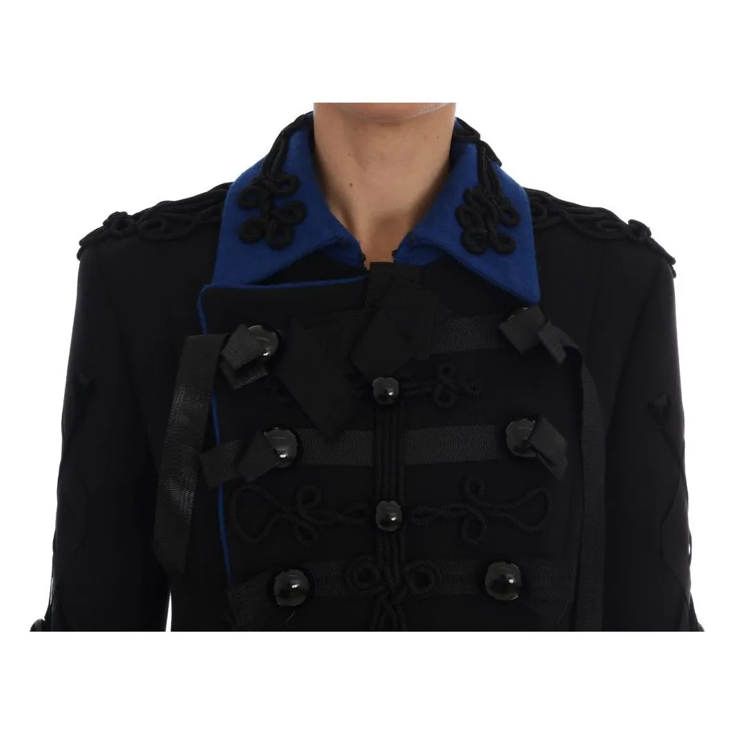 Dolce & Gabbana Chic Black & Blue Short Trench Jacket