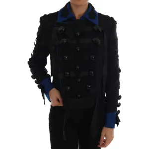 Dolce & Gabbana Chic Black & Blue Short Trench Jacket