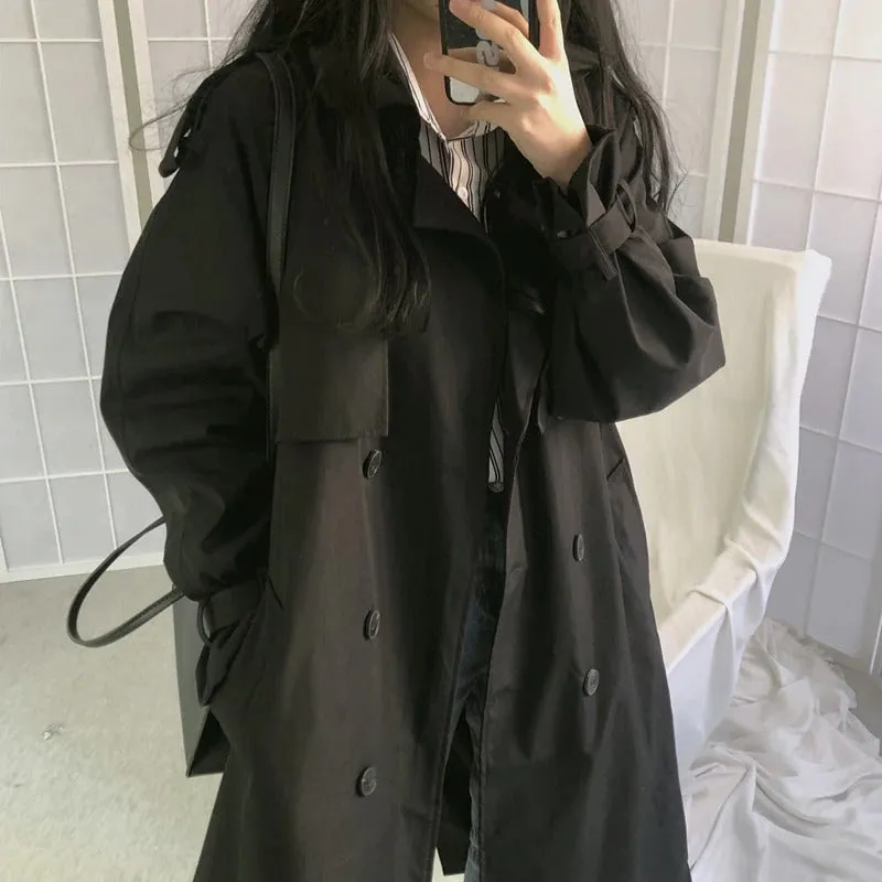 Double-Breasted Windbreaker Winter Outwear Long Trench Coats