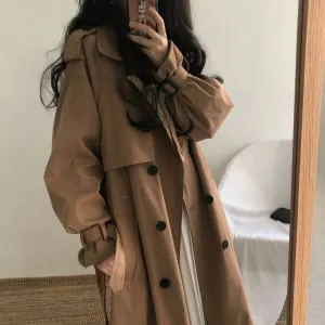 Double-Breasted Windbreaker Winter Outwear Long Trench Coats