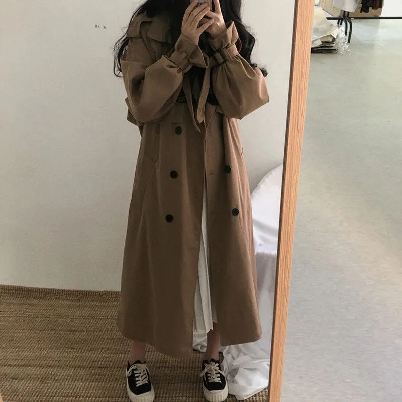 Double-Breasted Windbreaker Winter Outwear Long Trench Coats