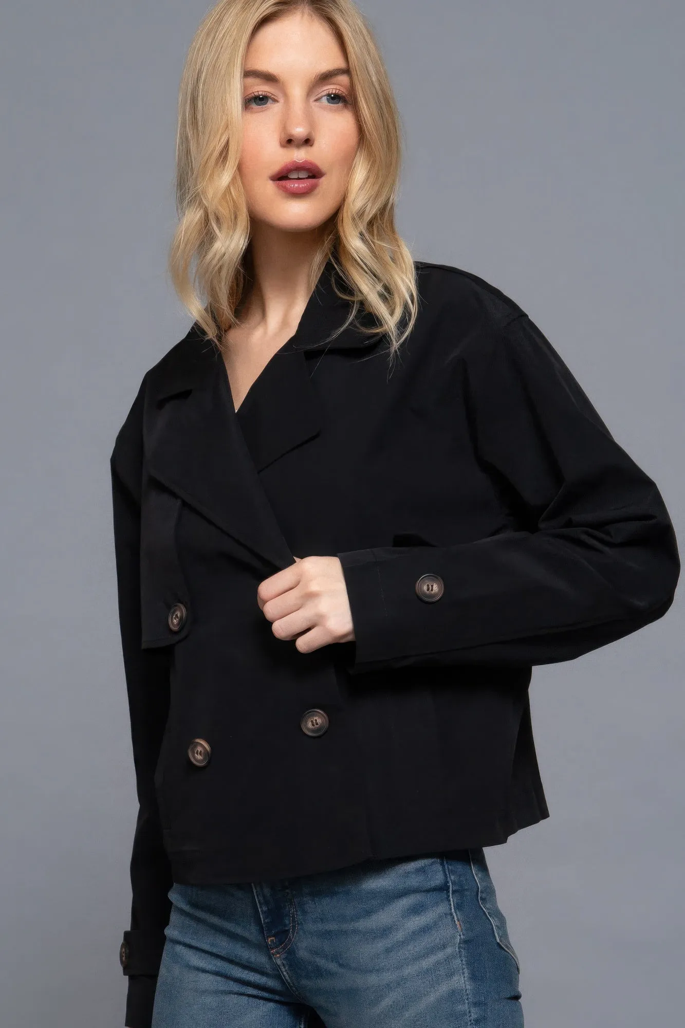 Elegant Double Breasted Short Trench Jacket – Lightweight & Stylish | Fashion M&J