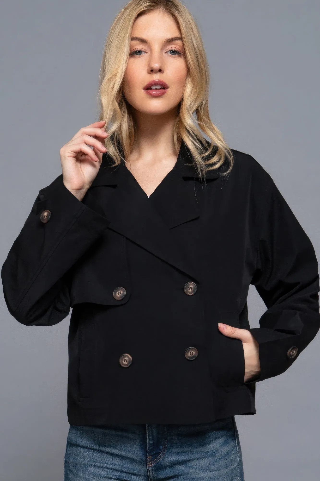 Elegant Double Breasted Short Trench Jacket – Lightweight & Stylish | Fashion M&J