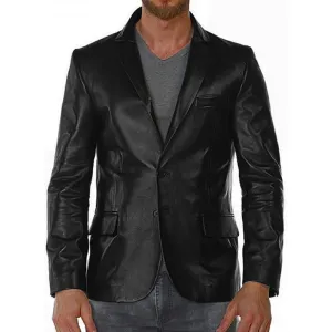 Genuine High Quality Black Stretch Boys Biker Leather Blazer Jacket