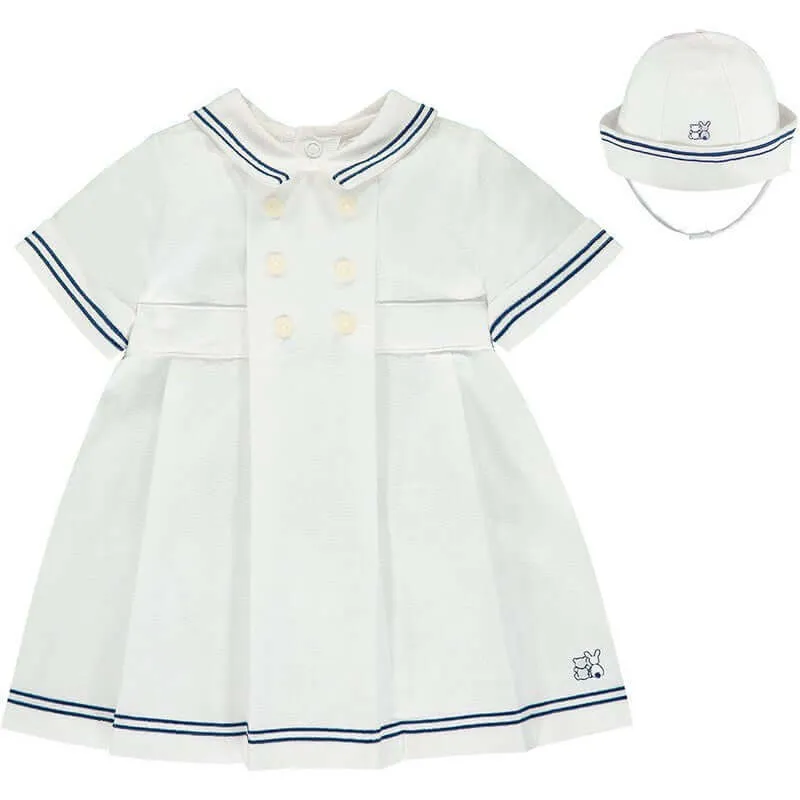 Girls White Woven Sailor Dress