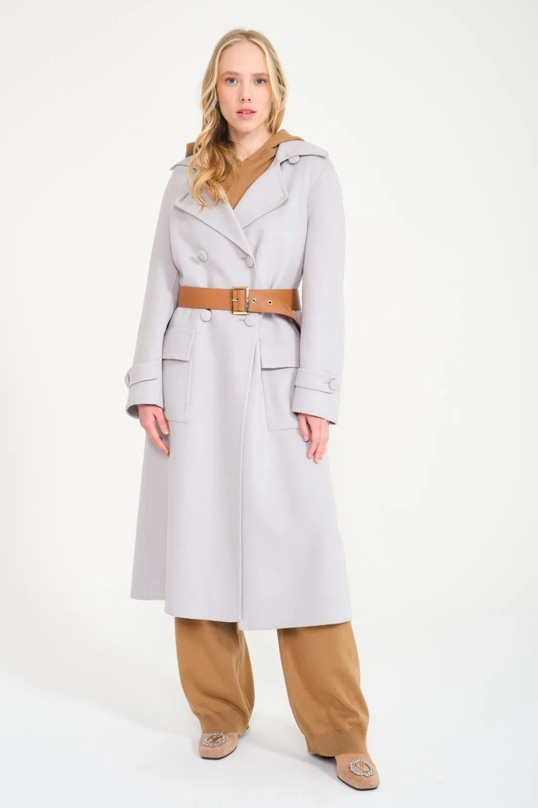 Grey Long Wool Coat