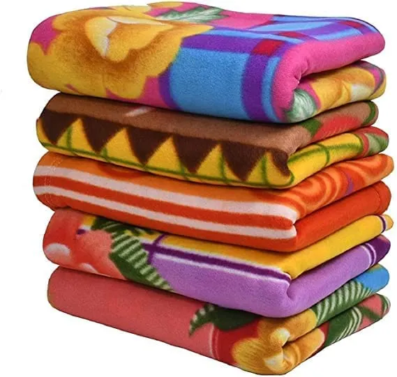 Harbell Home Soft Touch Double Bed Light Weight Polar Fleece Blanket/Warm Bedsheet for Light Winters/Summer/AC Blankets (Multicolor) (Pack of 5, breathable)