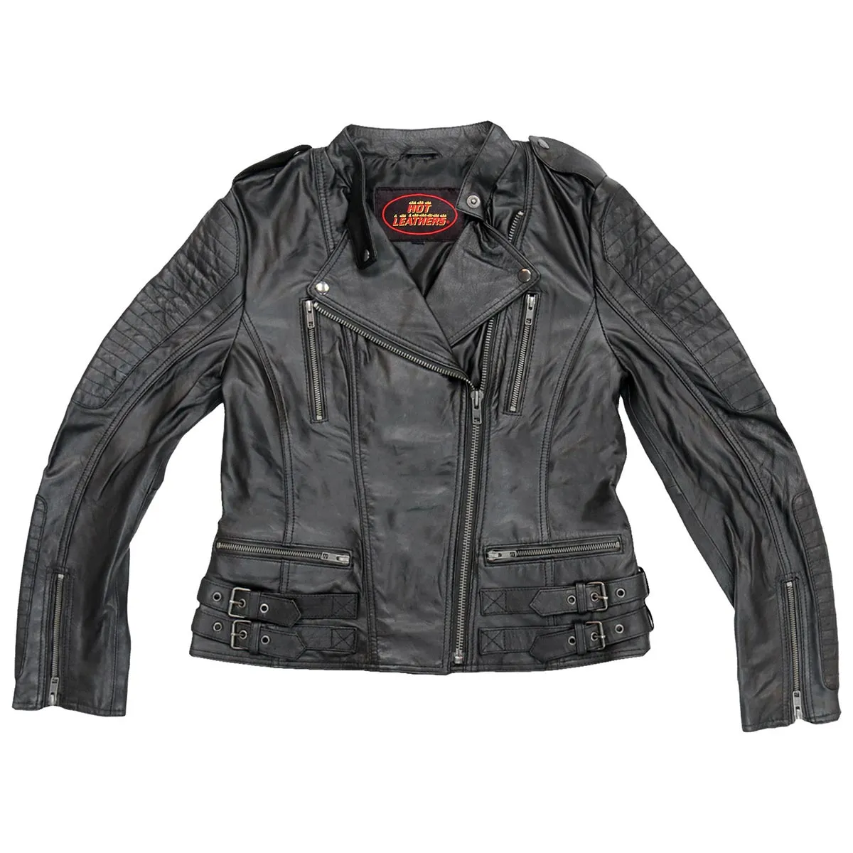 Hot Leathers JKL1030 Ladies Lightweight Black Leather Jacket with Side