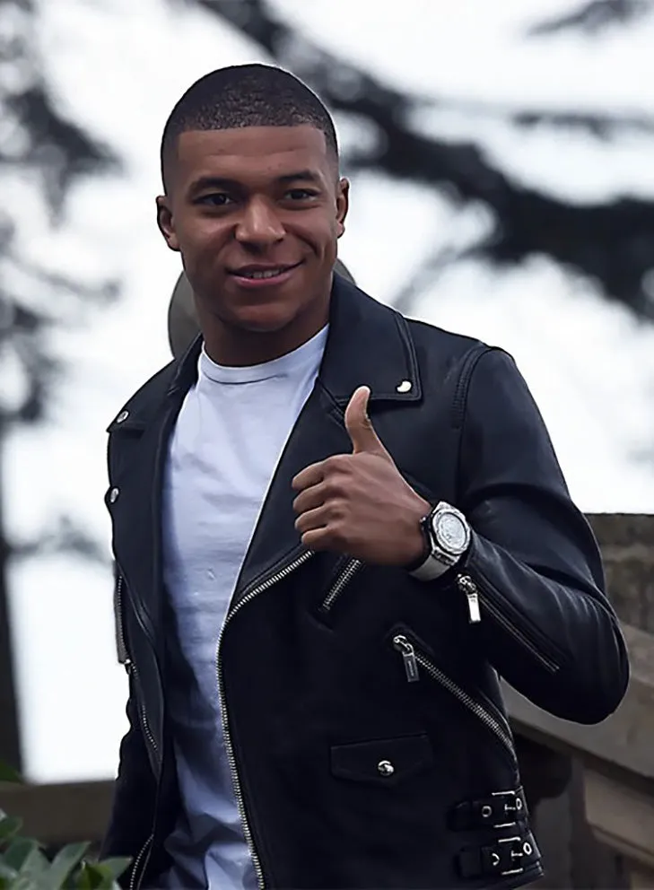 Kylian Mbappe Genuine Leather Jacket Black