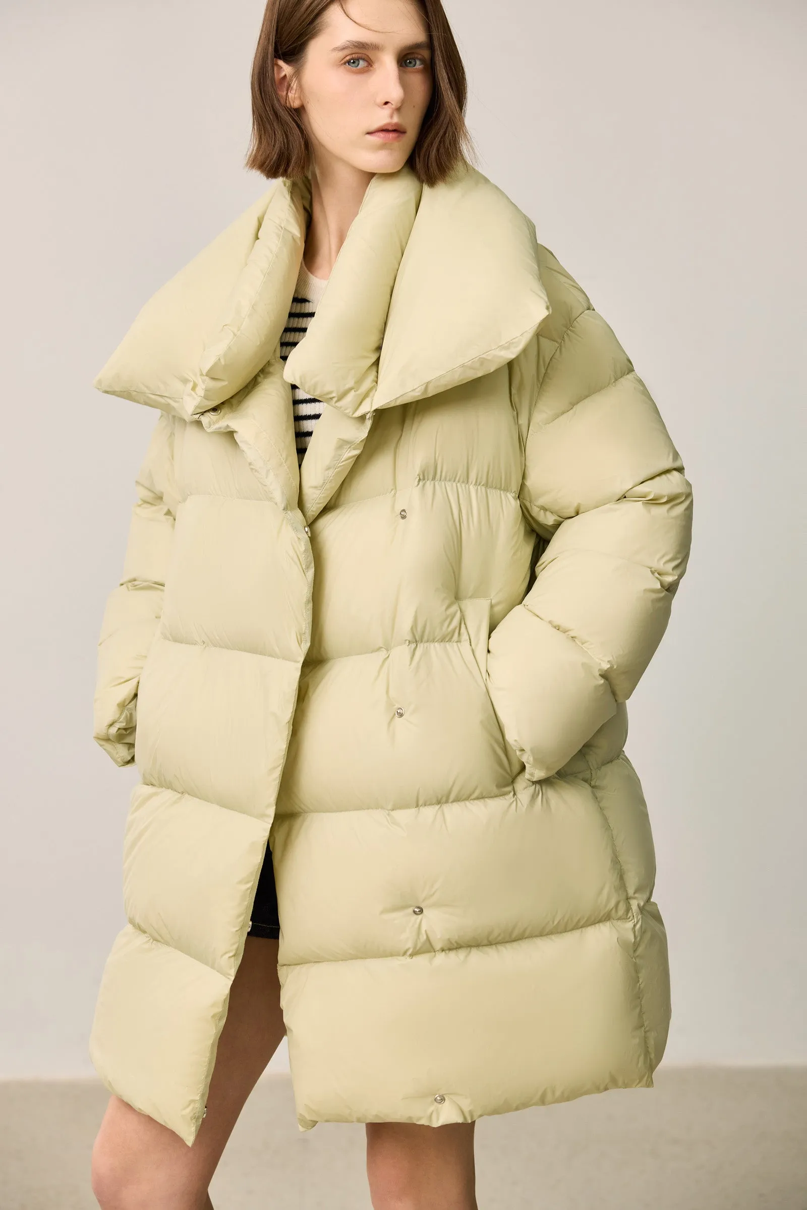 LILY Cloud-Like Zero Pressure Wrap Collar Puffer Down Jacket