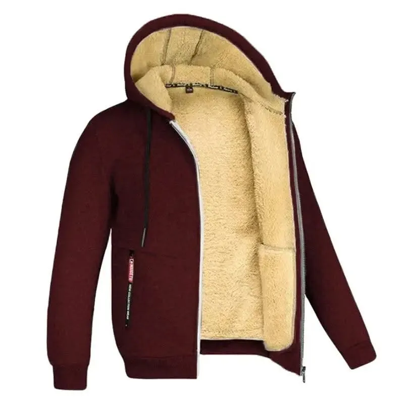 Luxurious Heavyweight Sherpa Lined Windproof Hoodie Jacket for Men