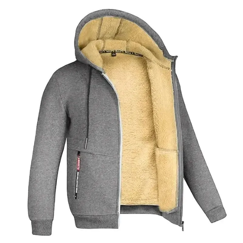 Luxurious Heavyweight Sherpa Lined Windproof Hoodie Jacket for Men