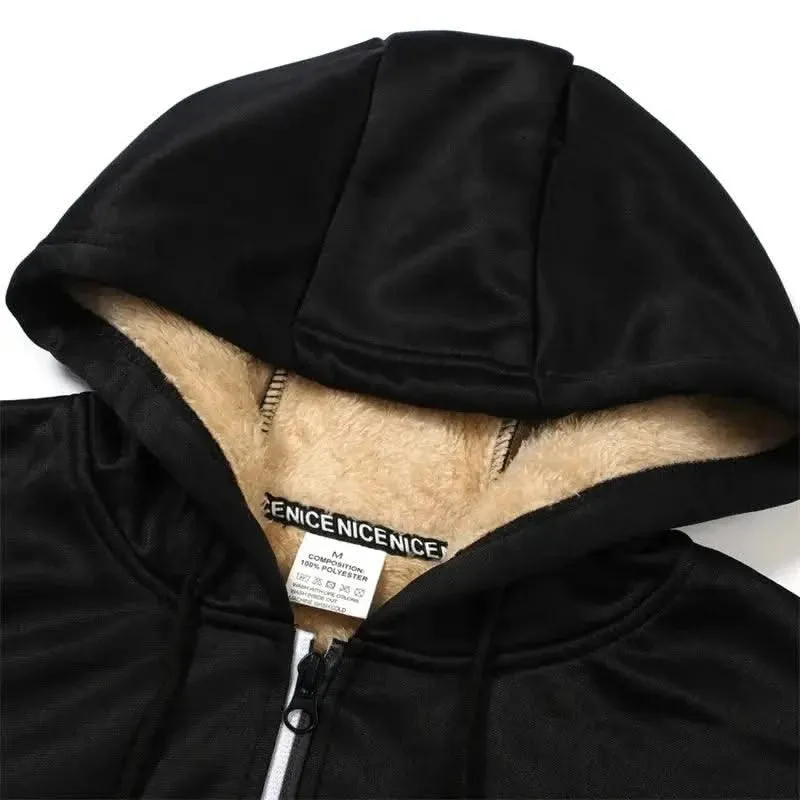 Luxurious Heavyweight Sherpa Lined Windproof Hoodie Jacket for Men