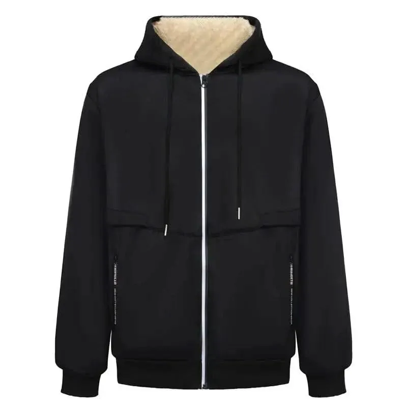 Luxurious Heavyweight Sherpa Lined Windproof Hoodie Jacket for Men