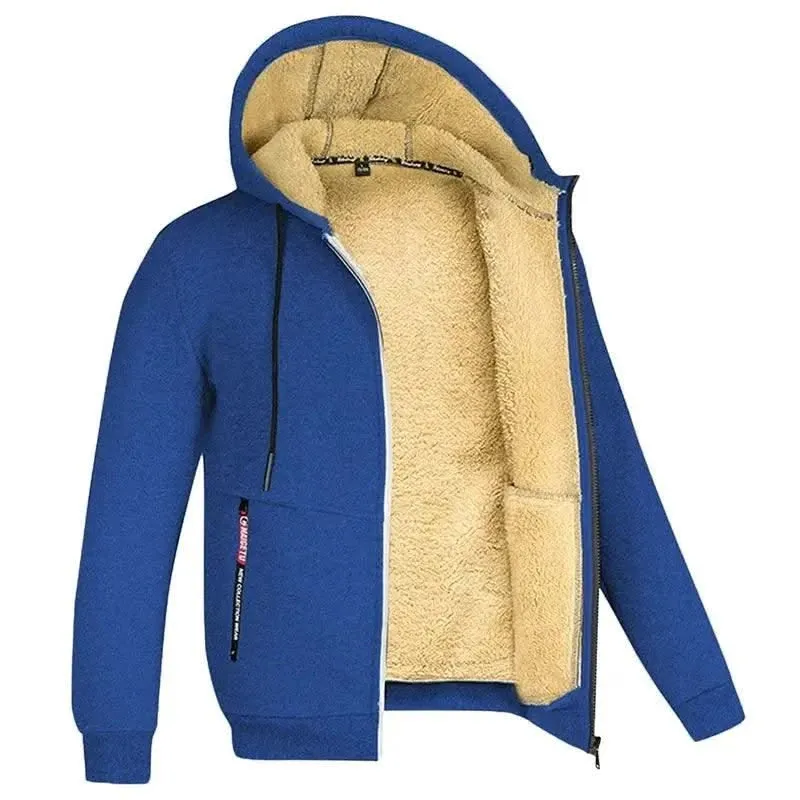 Luxurious Heavyweight Sherpa Lined Windproof Hoodie Jacket for Men