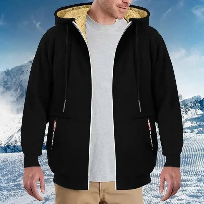 Luxurious Heavyweight Sherpa Lined Windproof Hoodie Jacket for Men