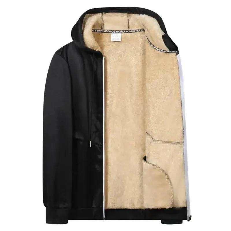 Luxurious Heavyweight Sherpa Lined Windproof Hoodie Jacket for Men