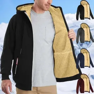 Luxurious Heavyweight Sherpa Lined Windproof Hoodie Jacket for Men