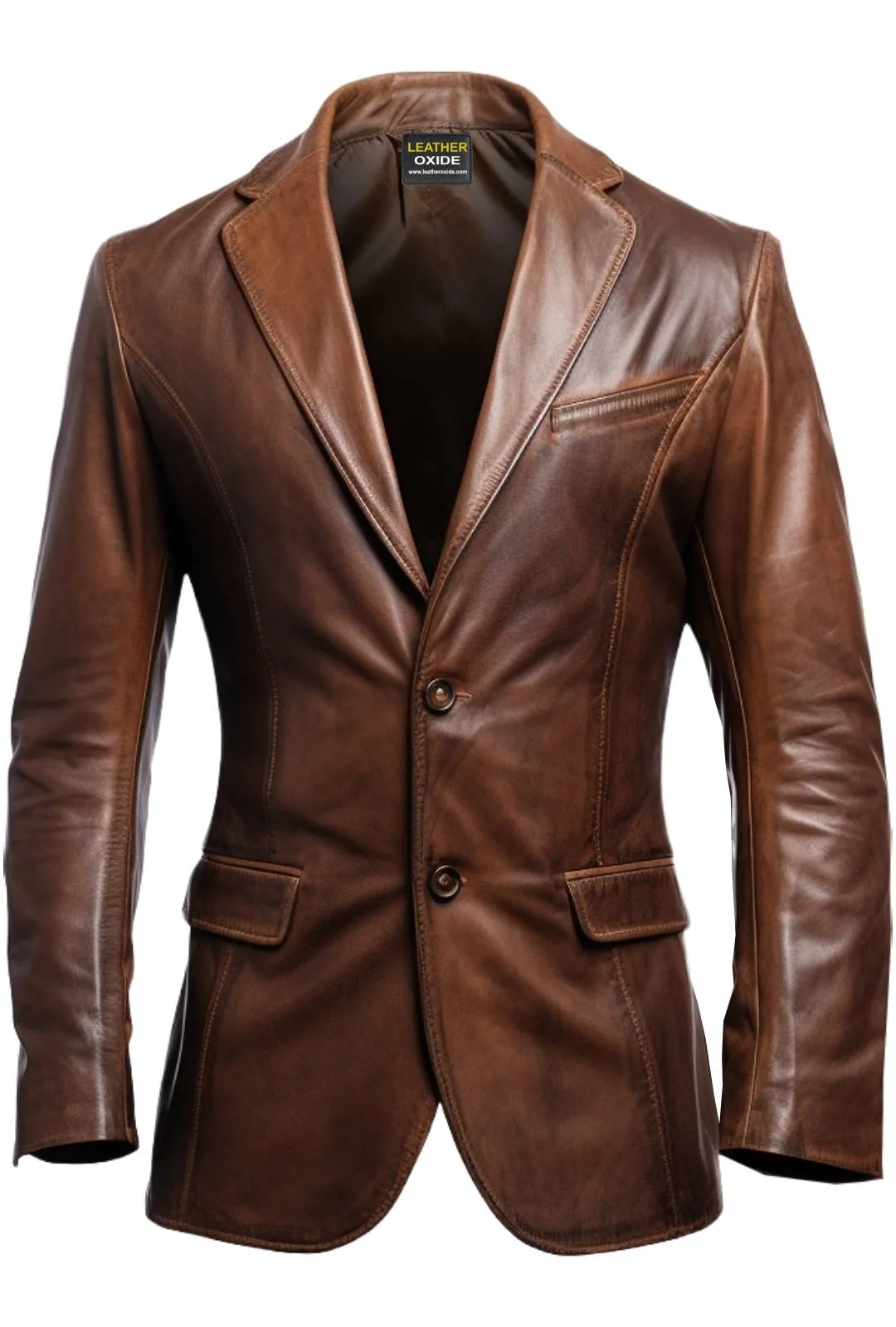 Men Stylish Distressed Brown Leather Blazer