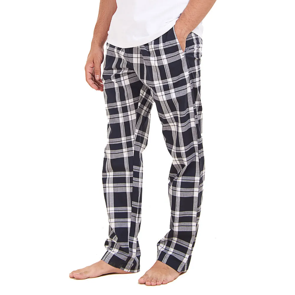 Men summer Dark Blue x White Checkered pants