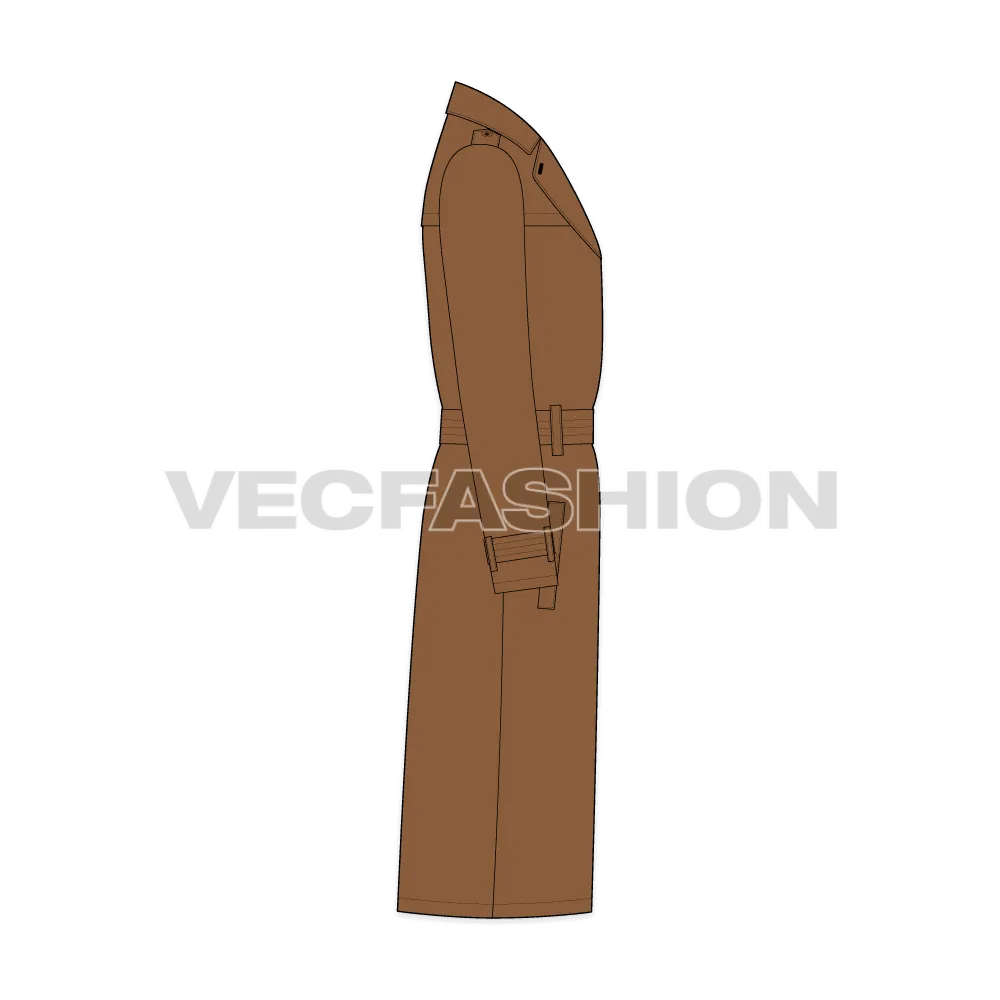 Mens Classic Trench Coat Vector Sketch