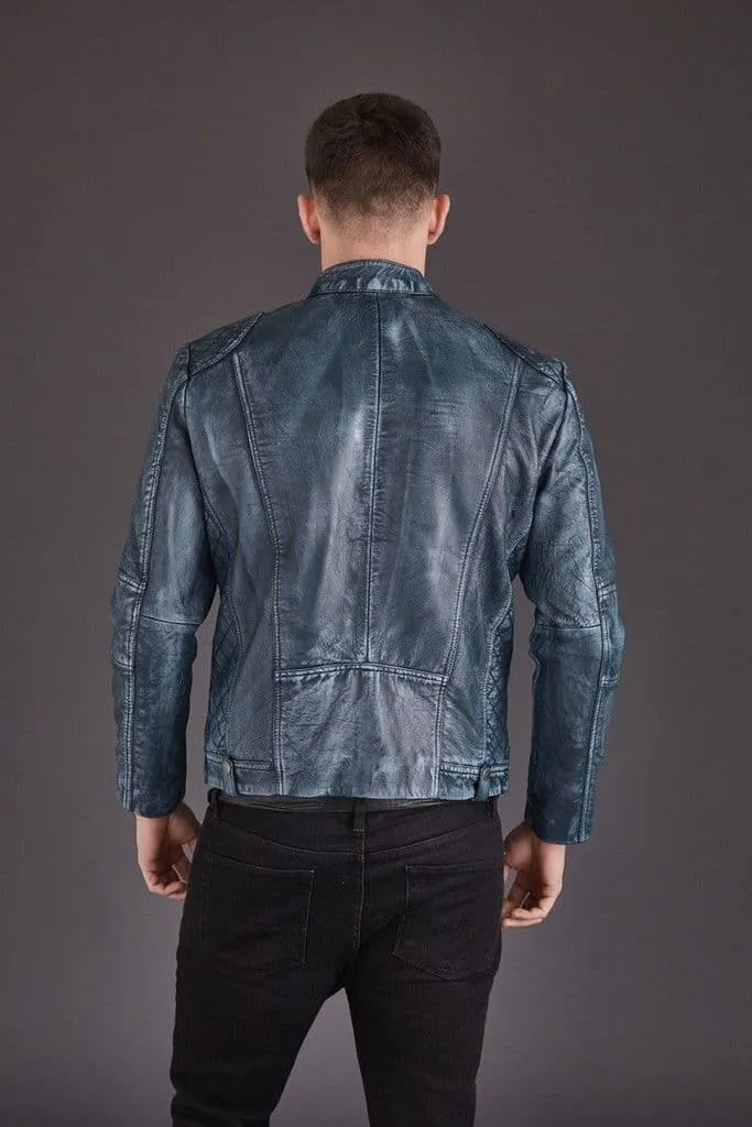 Men's Quilted Vintage Biker Style Premium Leather Jacket