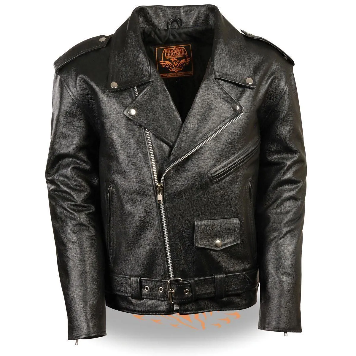 Milwaukee Leather LKM1781 Men's The Legend Classic Brando Black Premium Leather Motorcycle Jacket w/ Quilted Liner