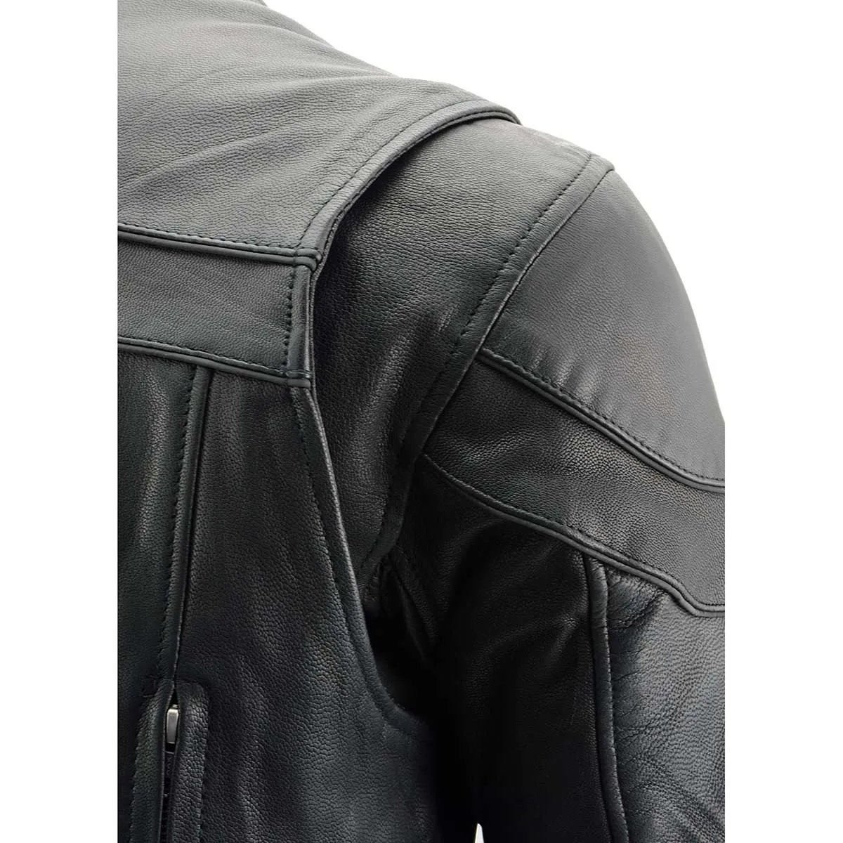 Milwaukee Leather MLM1525 Men's ‘Crossover’ Black Leather Lightweight MC Jacket