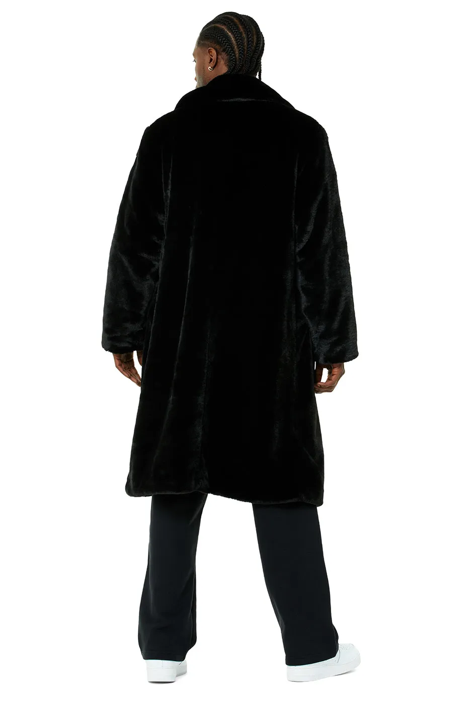 Oversized Faux Fur Trench - Black