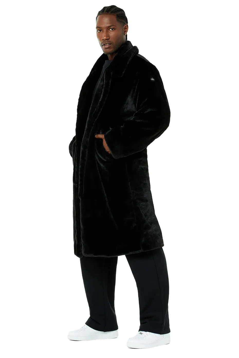 Oversized Faux Fur Trench - Black