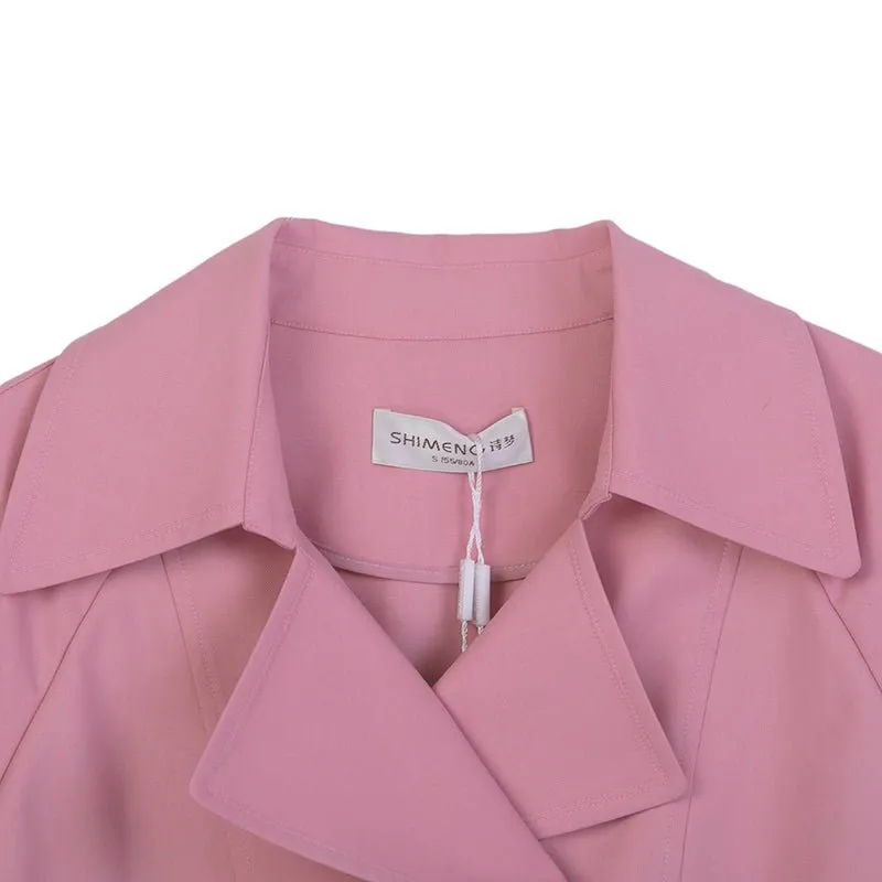 Pink Short Lapel Trench Coats