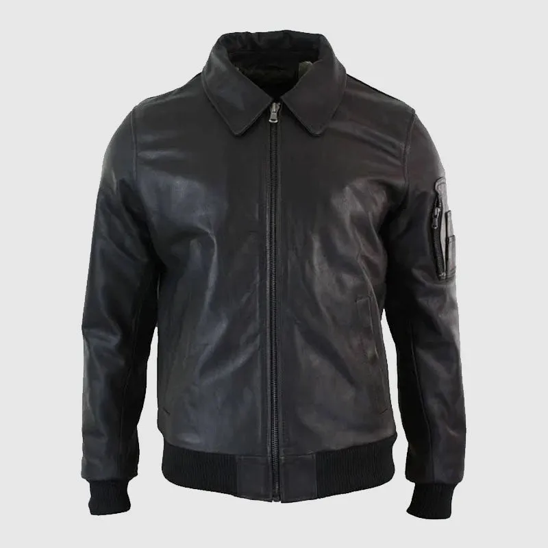 Premium Quality Mens Genuine Real Leather Harrington Bomber MA1 Classic Pilot Mod Jacket