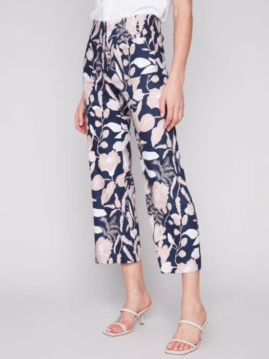 PRINTED CROPPED LINEN PANT