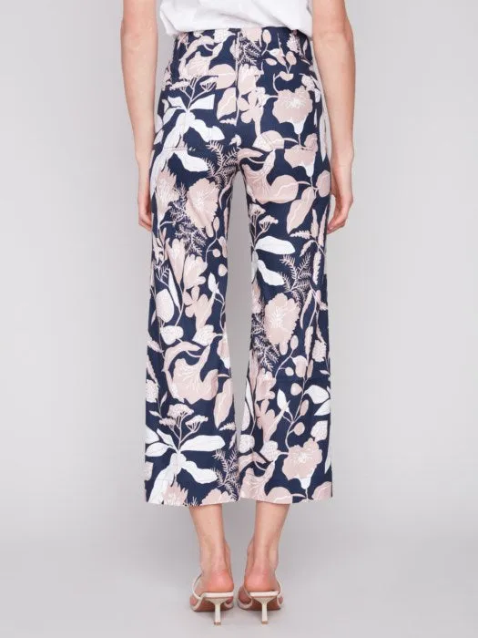 PRINTED CROPPED LINEN PANT